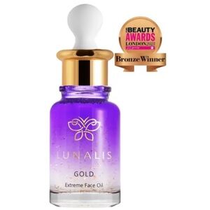 LUNALIS Gold Extreme Face Oil, Purple and Gold - NIB SEALED $90 RETAIL.